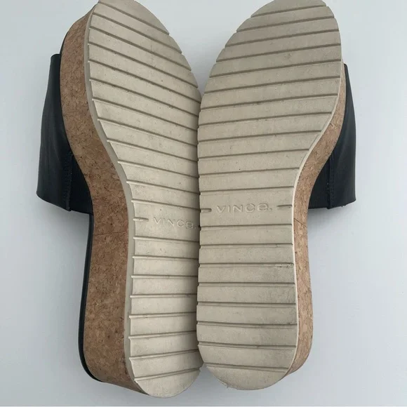VINCE James B Leather Women’s Platform Cork Slide Black Sandals size 7.5 - Picture 12 of 14